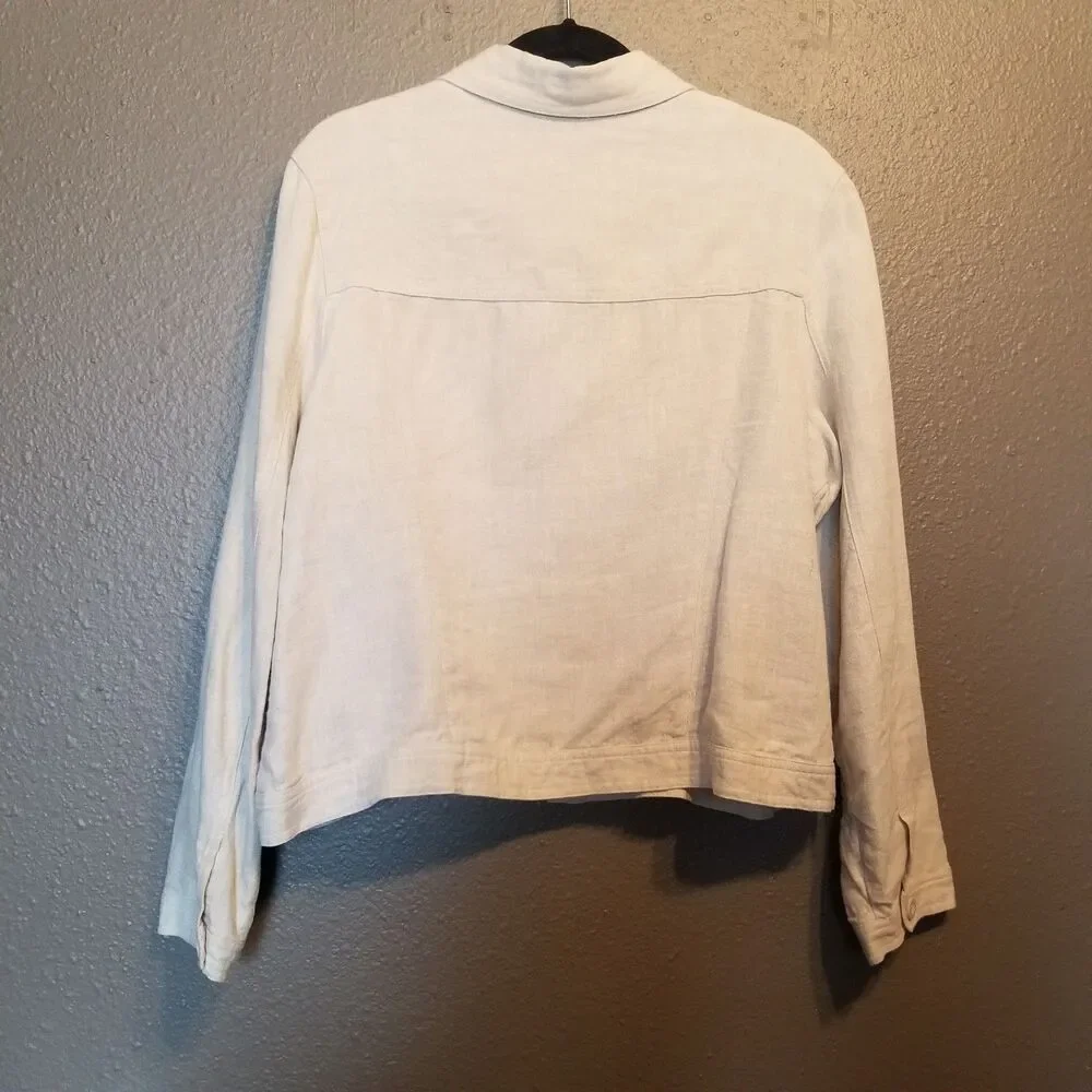 Relativity 1X Jacket 100% Linen Pintuck  Pleats Button Front Coastal Lagenlook